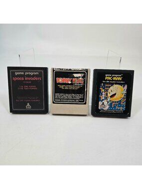 Atari Video Game Lot of 3 Pac-Man Donkey Kong Space Invaders Vintage